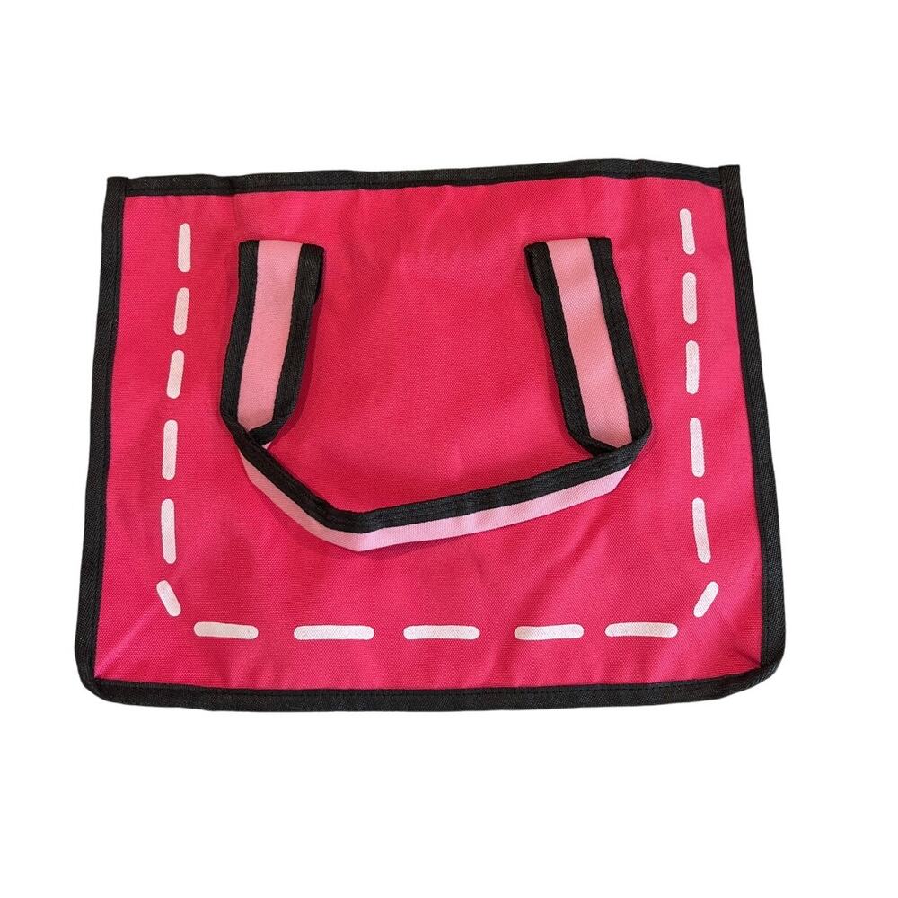 Cartoon Themed Hot Pink Double Handle Tote 14 x 10.5" Whimsy Mean Girls Retro
